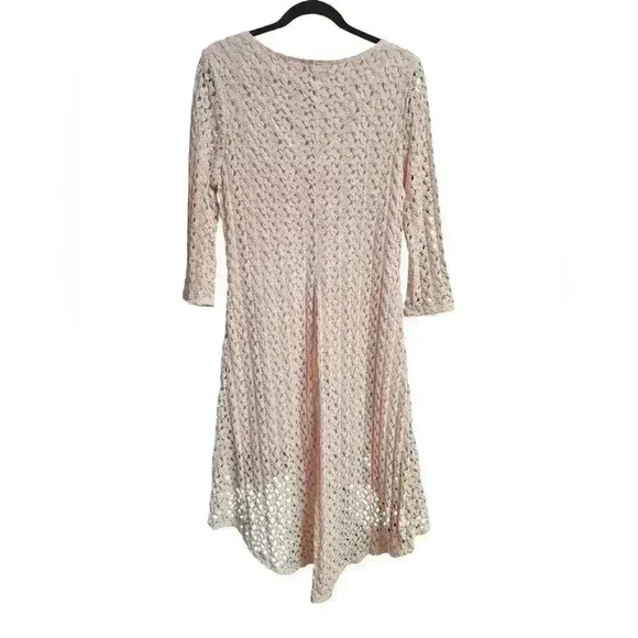 AUW Full Crochet Light Pink Lined Dress Dainty Boho High Low Hem Womens XL - Picture 5 of 13